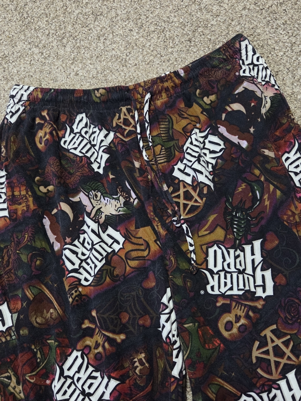 Guitar Hero Pajama Pants Mens XL 34x28 Lounge AOP Graphic Print Logo 2009 Y2K
